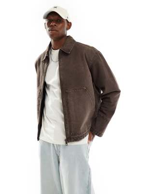 Alvaro relaxed jacket with front pockets in washed brown