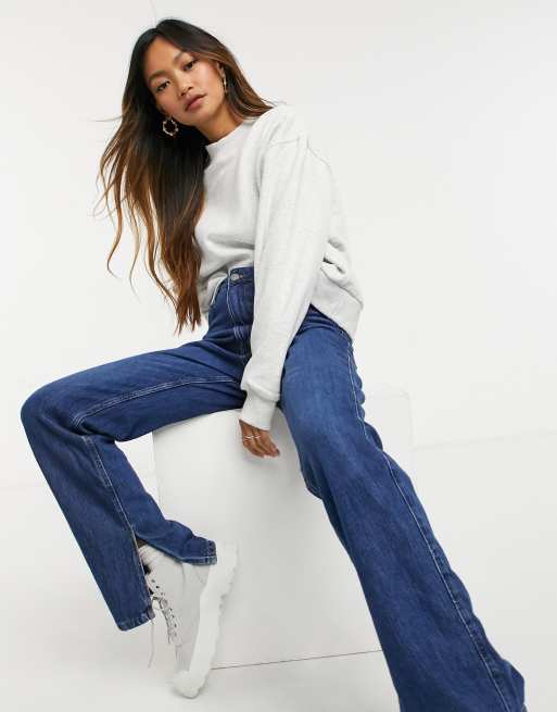 Weekday – Amaze – Bluza oversize z mieszanki bawełny w szarym melanżowym kolorze – GREY, 3 z 4