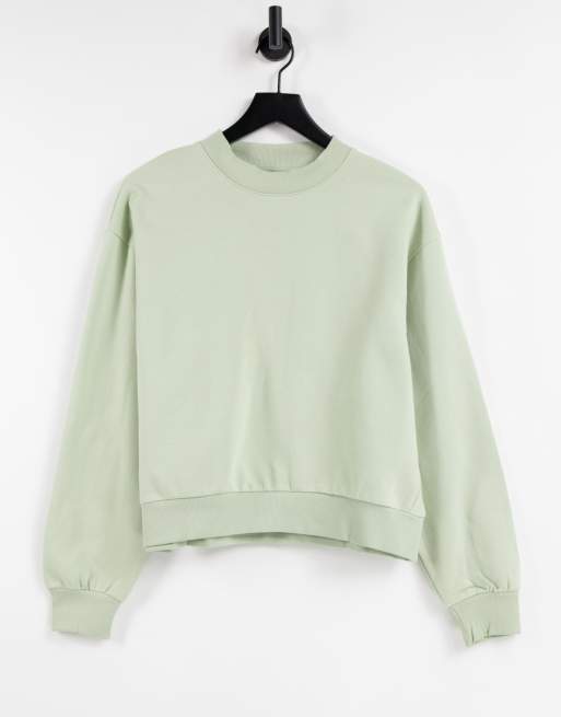 Weekday Amaze cotton sweatshirt in dusty green ASOS