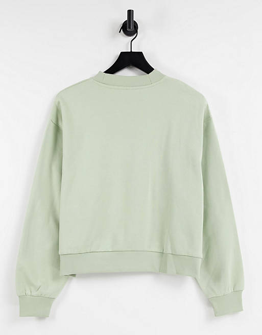 Women Weekday Amaze organic blend cotton sweatshirt in dusty green 