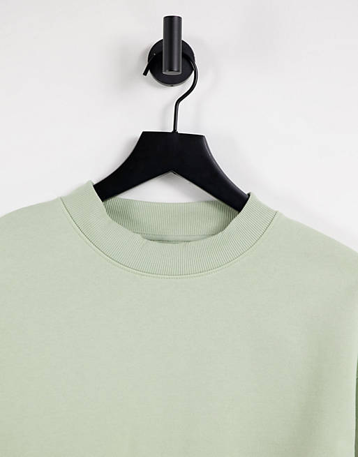Women Weekday Amaze organic blend cotton sweatshirt in dusty green 