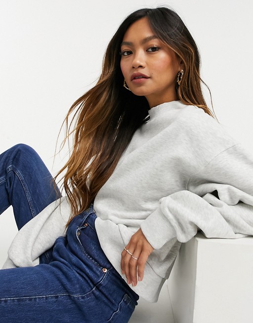 Weekday Amaze cotton blend oversized sweatshirt in grey melange - GREY