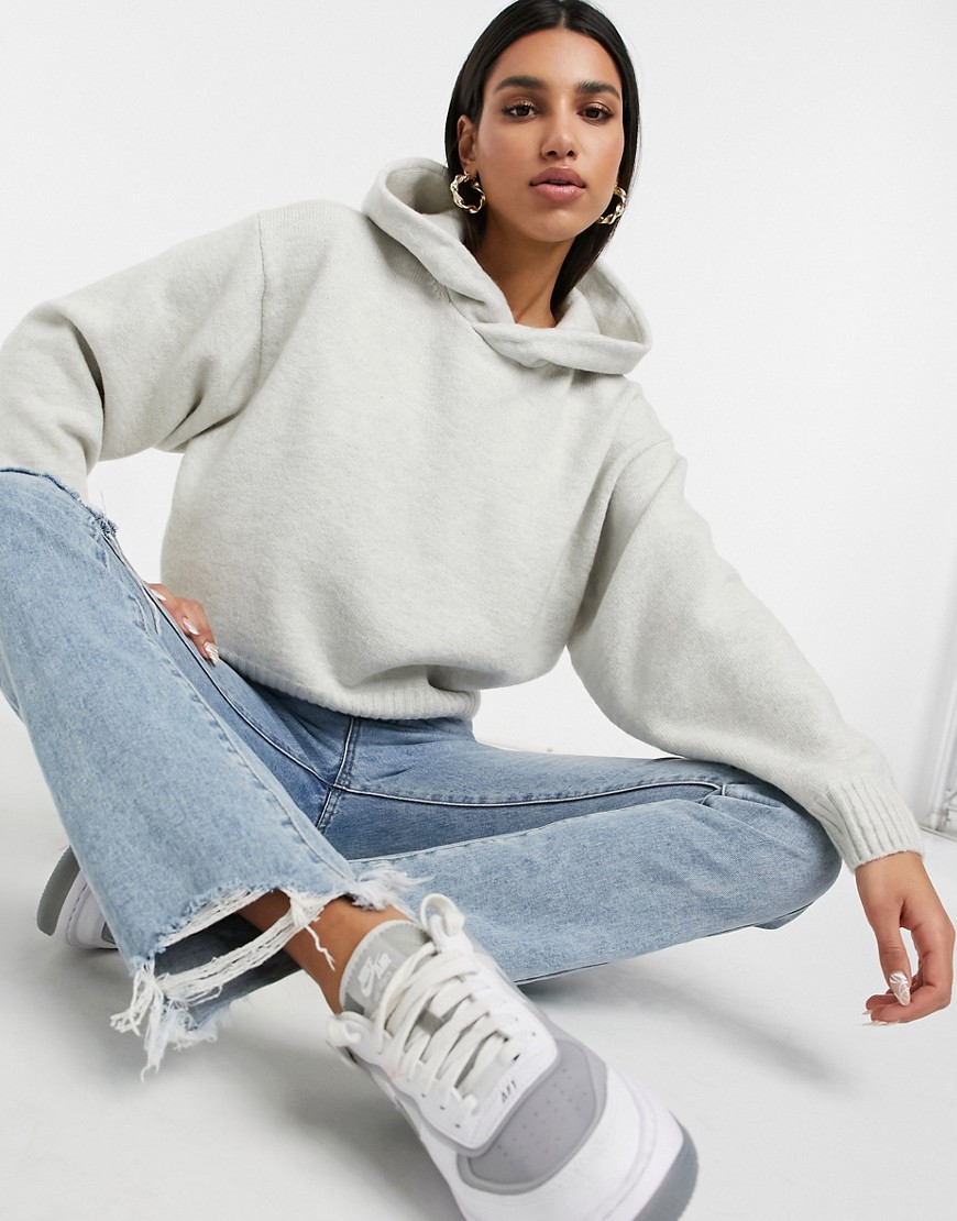 Weekday Ambra knitted hoodie in off white