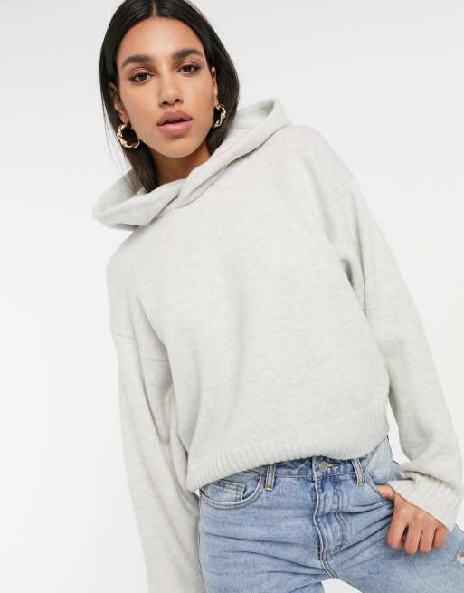 Weekday Ambra knitted hoodie in off white