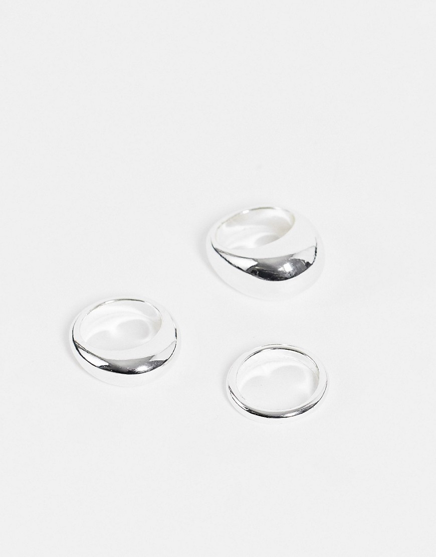 Weekday - Amina - Set van 3 ringen in zilver