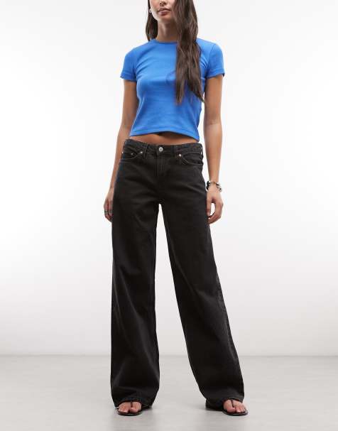 Weekday Ample low waist loose fit jeans in Ink Black