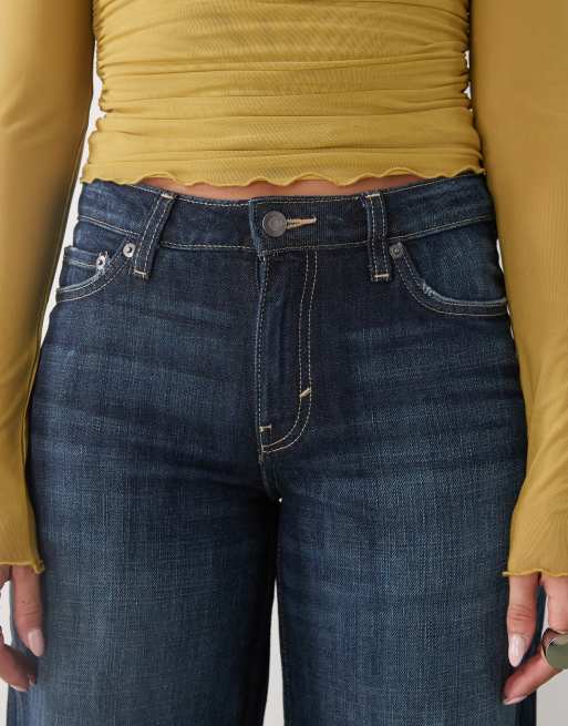 Weekday - Ample - Jean baggy à taille basse - Bleu foncé délavé, 4 de 5