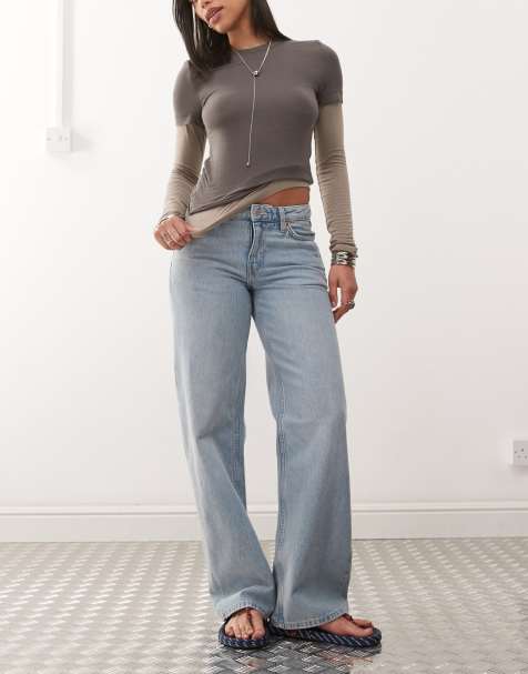 Weekday - Ample - Jean baggy à taille basse - Bleu strié délavé - view 1
