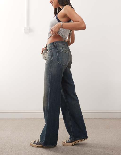 Weekday - Ample - Jean baggy à taille basse - Délavage bleu intense, 3 de 5