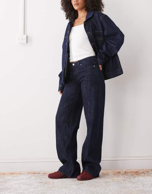 Weekday - Ample - Jeans ampi a vita bassa lavaggio fiammato blu scuro, 3 di 5