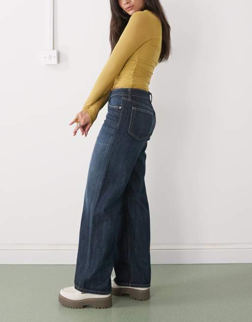 Weekday - Ample - Jeans met baggy pasvorm en lage taille in donkerblauw met wassing, 2 van 5