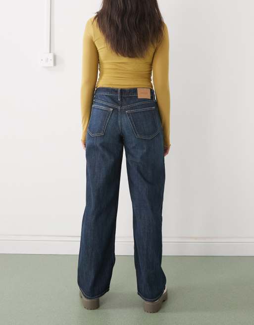 Weekday - Ample - Jeans met baggy pasvorm en lage taille in donkerblauw met wassing, 3 van 5