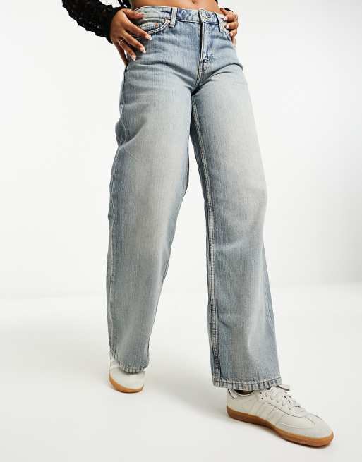 Weekday – Ample – Locker und gerade geschnittene Jeans in verwaschenem Blau mit niedrigem Bund, Kombiteil , 3 von 5