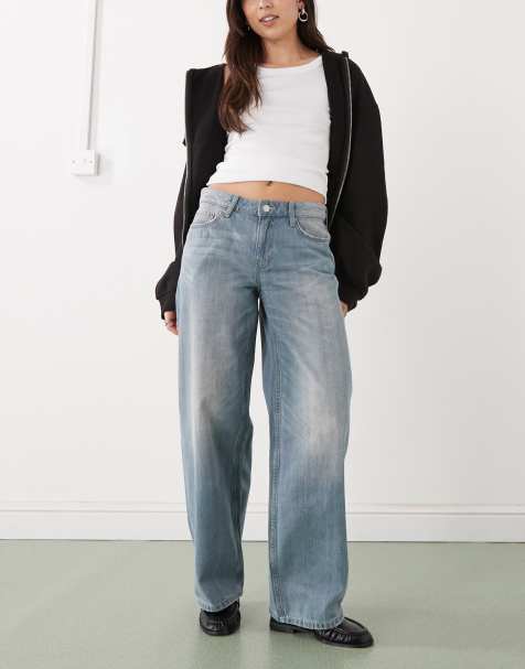 Weekday Ample low loose jeans in washed light blue