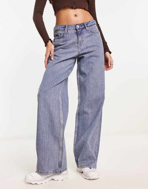 Weekday Ample low rise loose fit straigt leg jeans in novel blue