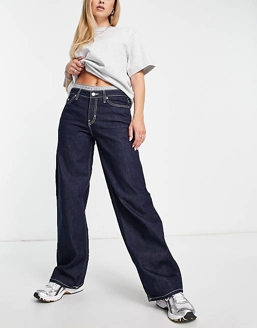 Weekday Ample low rise straight leg jeans in indigo