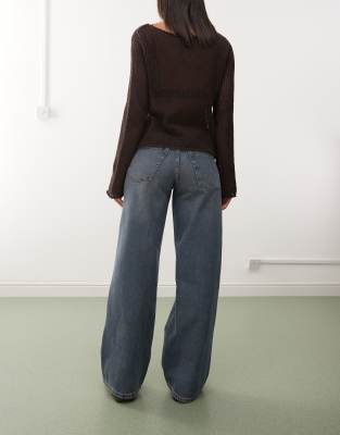 Weekday Ample Low Waist Baggy Fit Jeans In Blue