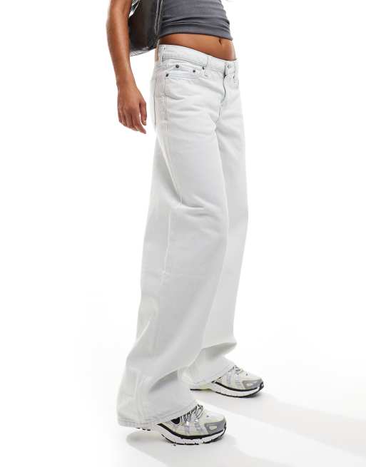 Weekday Ample low waist baggy fit jeans in ice blue | ASOS