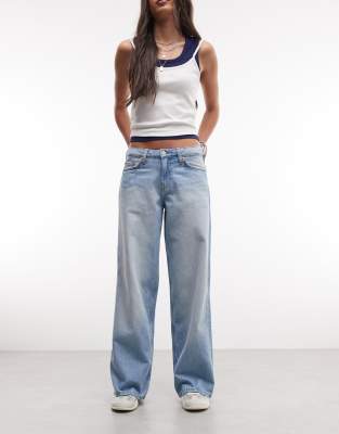 Weekday Ample Low Waist Baggy Fit Jeans In Blue
