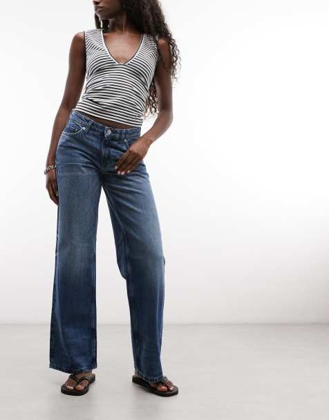 Weekday Ample low-waist baggy fit jeans in mid blue - view 1