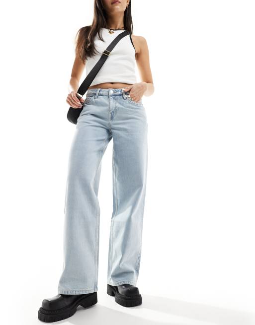 Weekday Ample low waist baggy fit jeans in opulent blue