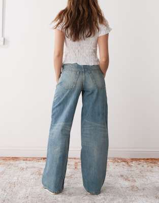 Weekday Ample Low Waist Baggy Fit Jeans In Blue