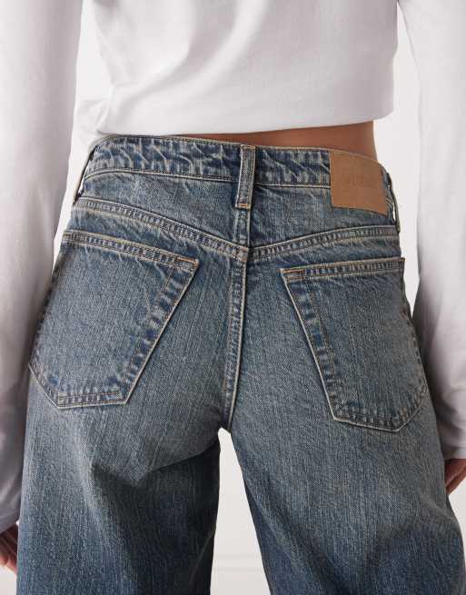 Weekday – Ample – Mellanblå, baggy jeans med låg midja och tvättad finish, 4 av 5