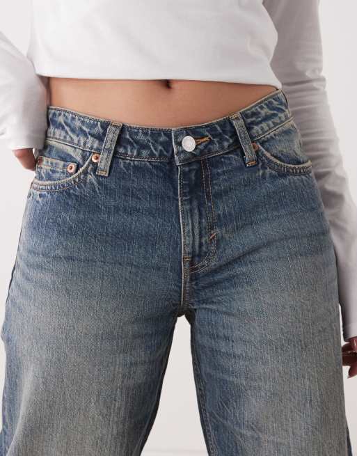 Weekday – Ample – Mellanblå, baggy jeans med låg midja och tvättad finish, 5 av 5
