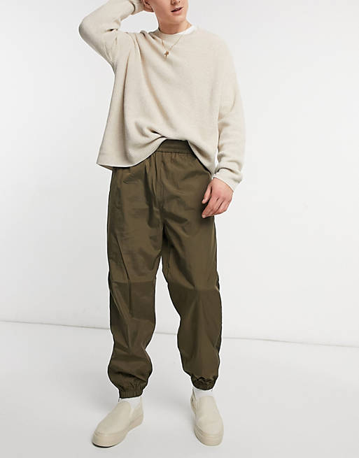 Weekday andrew woven joggers in khaki