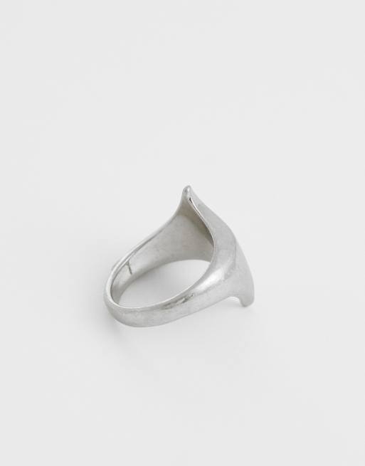 Weekday - Anello argentato con design astratto, 3 di 3