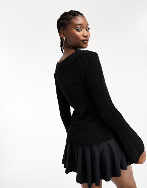 Weekday – Anessa – Halbtransparenter Pullover in Schwarz, 4 von 4
