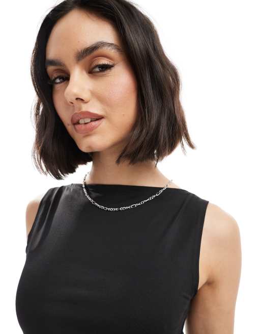 Weekday Annie boat neck tank top in black