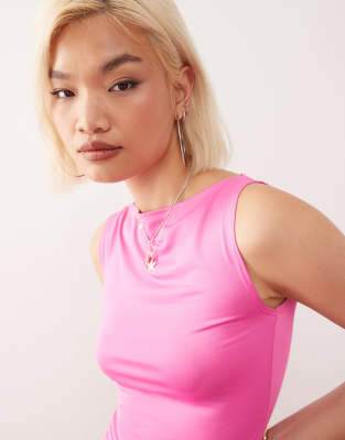 Weekday Annie boat neck tank top in pink exclusive to ASOS