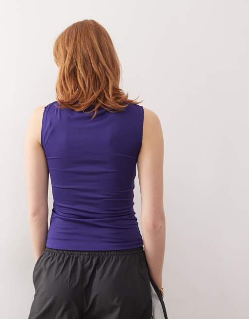 Weekday Annie boat neck tank top in purple | ASOS