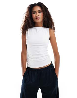 Weekday Annie boat neck tank top in white