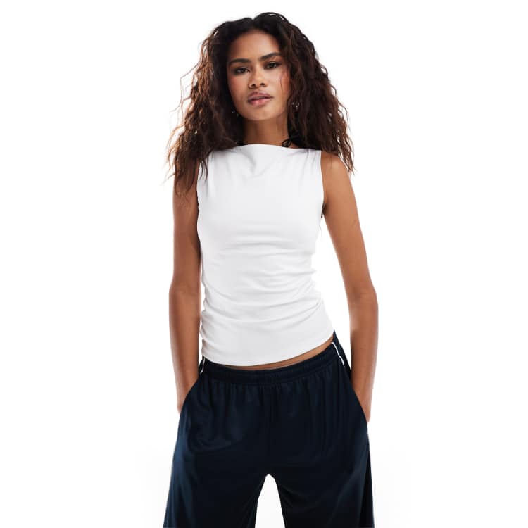 Weekday Annie boat neck tank top in white | ASOS