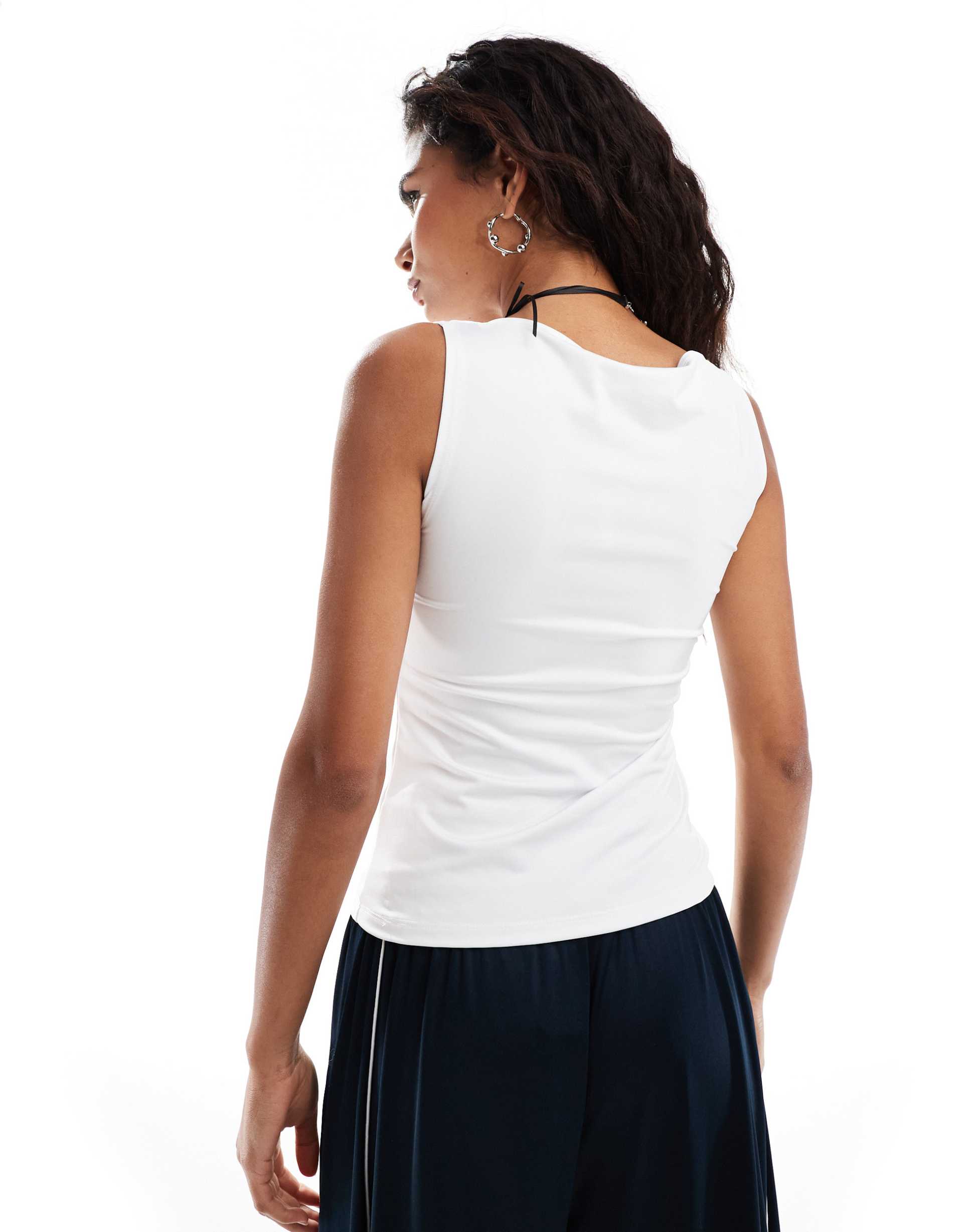weekday annie boat neck tank top in white