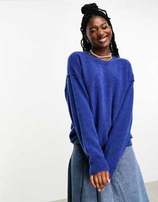 Weekday Annie knitted jumper in blue melange - ASOS Price Checker