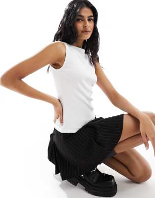 Weekday Annie Ribbed Boatneck Top In White In White