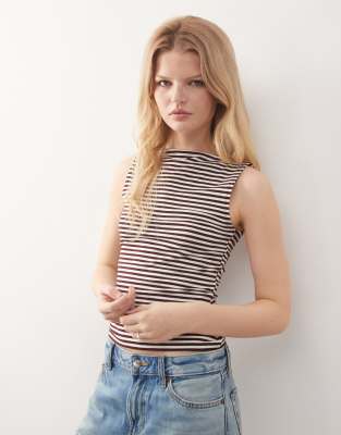 Weekday Annie Soft Boat Neck Sleeveless Top In Black