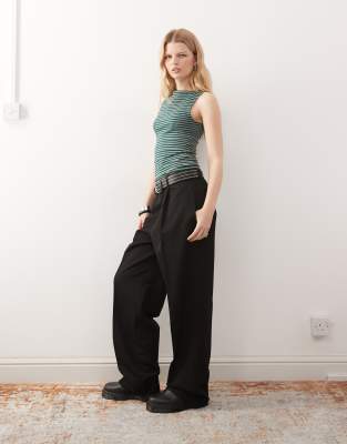 Weekday Annie Soft Boat Neck Sleeveless Top In Green