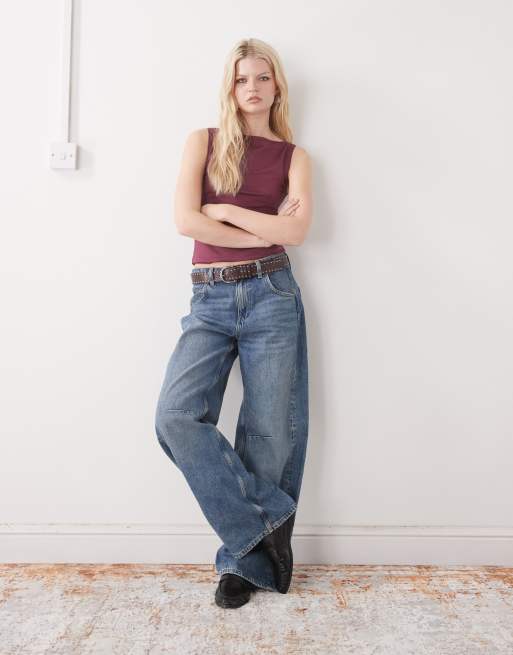 Weekday Annie soft boatneck sleeveless top in burgundy exclusive to ASOS, 4 of 4