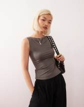Mango contrast tipping polo top in navy