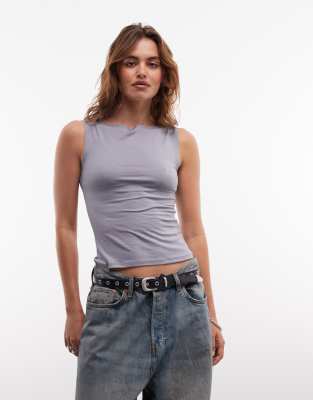 Weekday Annie Super Soft Boat Neck Tank Top In Gray