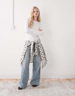 Weekday Annie Super Soft Long Sleeve Boat Neck Top In White