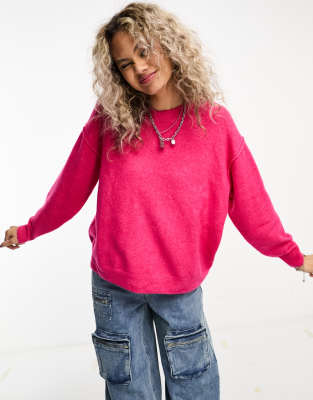 Weekday Annie Sweater In Bright Pink