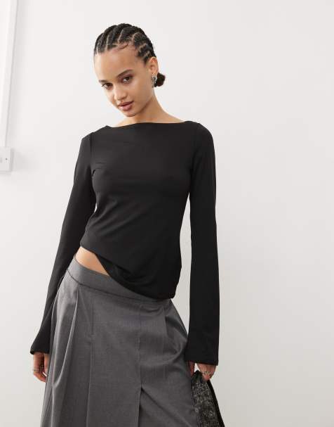 Weekday - Annie - Top a maniche lunghe nero con scollo a barchetta - view 1