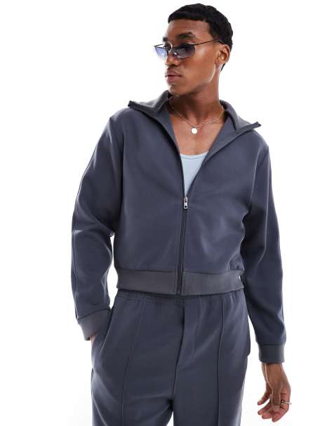 Weekday Ant co-ord structured zip through track jacket in navy - view 1
