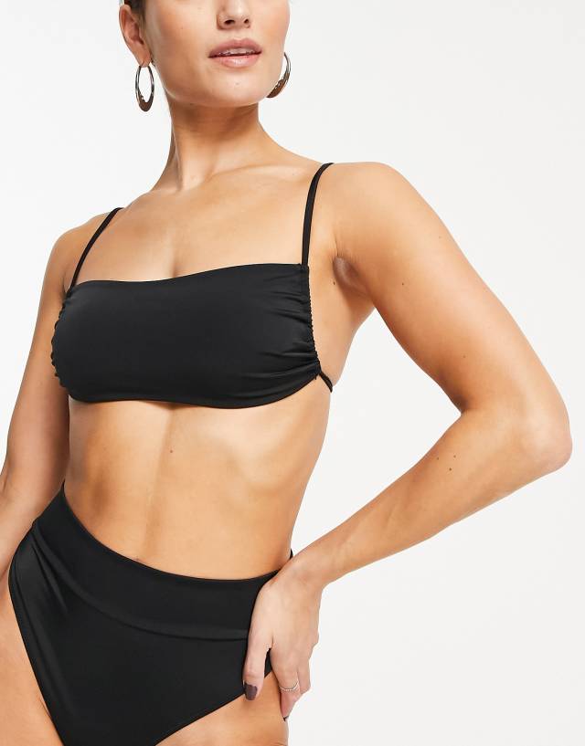 Weekday Aqua bandeau bikini top in black