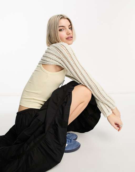 Weekday Aria knitted bolero in beige | ASOS